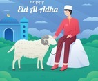 Happy Eid Al Adha Sheep Scrifical Illustration