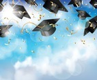 Graduation Caps and Confetti in the Air