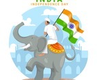 Man Riding Elephant Celebrates India Independence Day