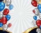 4th of July Background with Realistic Balloon