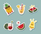 Set of Cute Watermelon And Pineapple Fruit Sticker