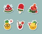 Set of Cute Watermelon And Pineapple Sticker