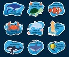 Set Of World Oceans Day Stickers