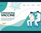 Landing Page Flat Vector Illustration of Vaccine Coronavirus Disease 19 with People being Injection