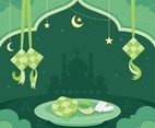 Eid Ketupat Background in Flat Design
