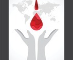 Blood Donation Card with Hand and World Concept