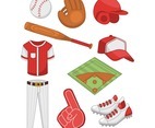 Softball Equipment Icon Set