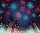 Fireworks Display in The Night City Sky