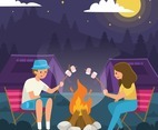 Couple Having Night Camping