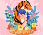 Young Women Hug Tiger