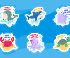 Cute Cartoon Sea Animal World Ocean Day Sticker Set