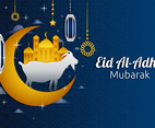 Gold and Blue Eid Al Adha Mubarak Background