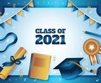 Gold and Blue Graduation Frame Background Template