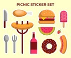 Picnic Sticker Vector Collection Set