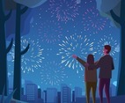 A Couple Enjoy The Firework