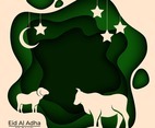 Eid Al Adha Mubarak Paperart Background