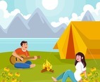 Couple Enjoying Summer Camping