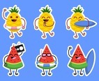 Watermelon and Pineapple Icon Set