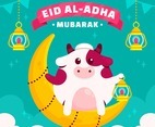 Eid Adha Greeting Concept with Cute Cow