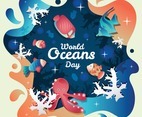 World Oceans Day with Animal Template