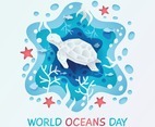 World Ocean Day Paper Cut Turtle Concept