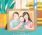 Happy Parents Day with Portrait of a Happy Family