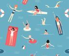 Swimming Together in The Beach Seamless Pattern