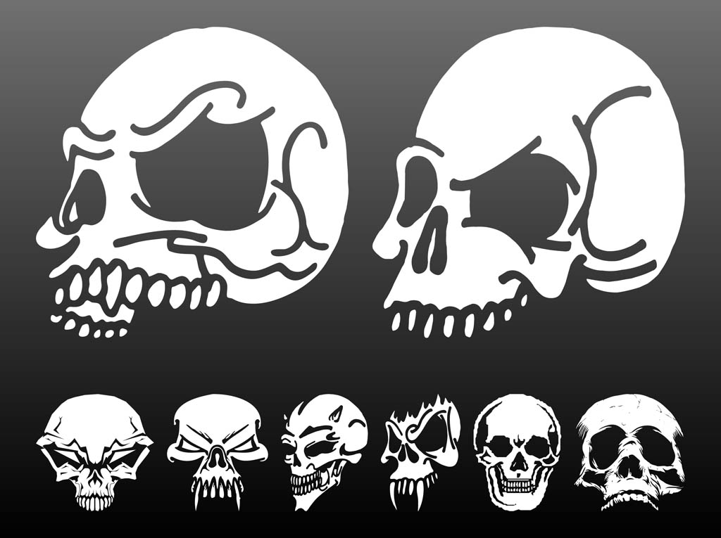 Skulls Vector Graphics Set Vector Art And Graphics