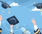 Flying Graduation Cap Background