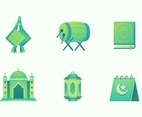 Ketupat and Ramadan Icon Set