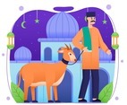 Eid Adha Mubarak Goats Sacrificial Concept
