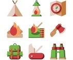 Flat Camping Element Icons