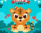 Tiger Day Greeting with Cute Character