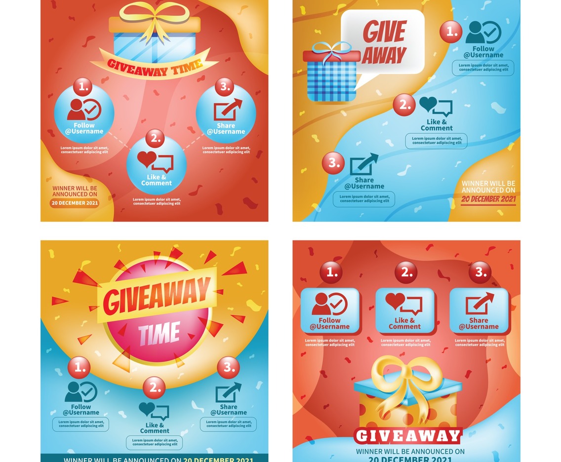 Giveaway Social Media Background Template Set