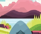 Daylight Camping with Mountain View Background