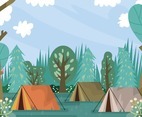 Tents in the Forest on The Summer Time