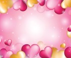 Gold and Pink Heart Background Template
