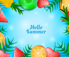 Hello Summer with Fruits Background Template
