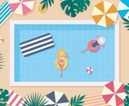 People Swimming on Summer Background