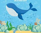 World Oceans Day with Whale Concept