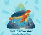 World Oceans Day Public Announcement Service Concept