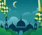Eid Mubarok Background With Ketupat