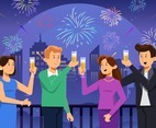 People Celebrating and Drink at Firework Party