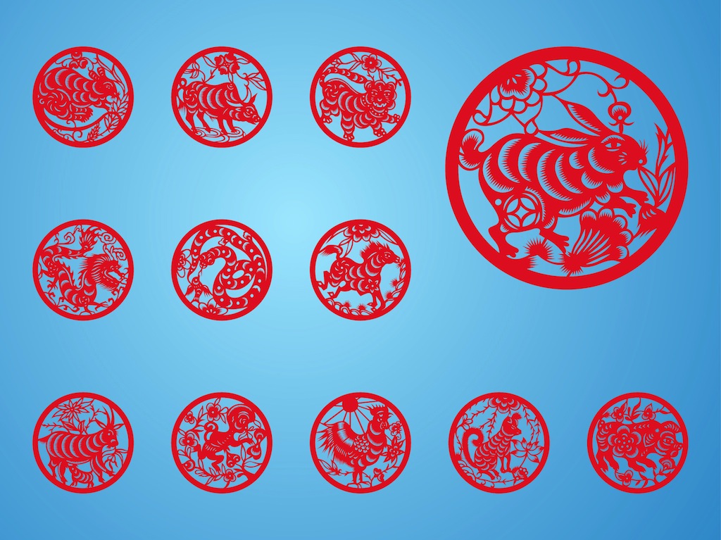 Chinese Horoscope Lettering Symbol Pack Vector Download