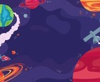 Colourful Cartoon Space Galaxy Background