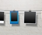 Blank Polaroid Papers Hanging on a String Template