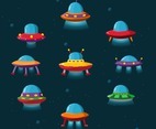Colorful UFO Icon Collection