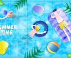 Summer Time with Swimming Pool Background Template