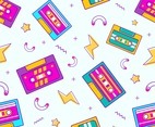 Cassette Tape Seamless Pattern using 90s Style