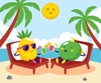 Pineapple and Melon Enjoying Summer